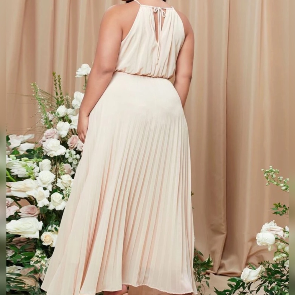 Tie Back pleated Beige Dresss -only two left
